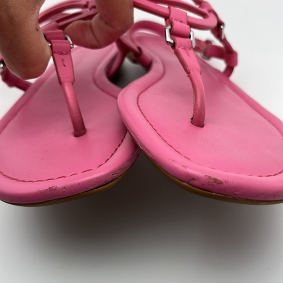 COACH Jeri Hot Pink‎ Leather Thong Sandals Size 8.5 - Picture 5 of 12